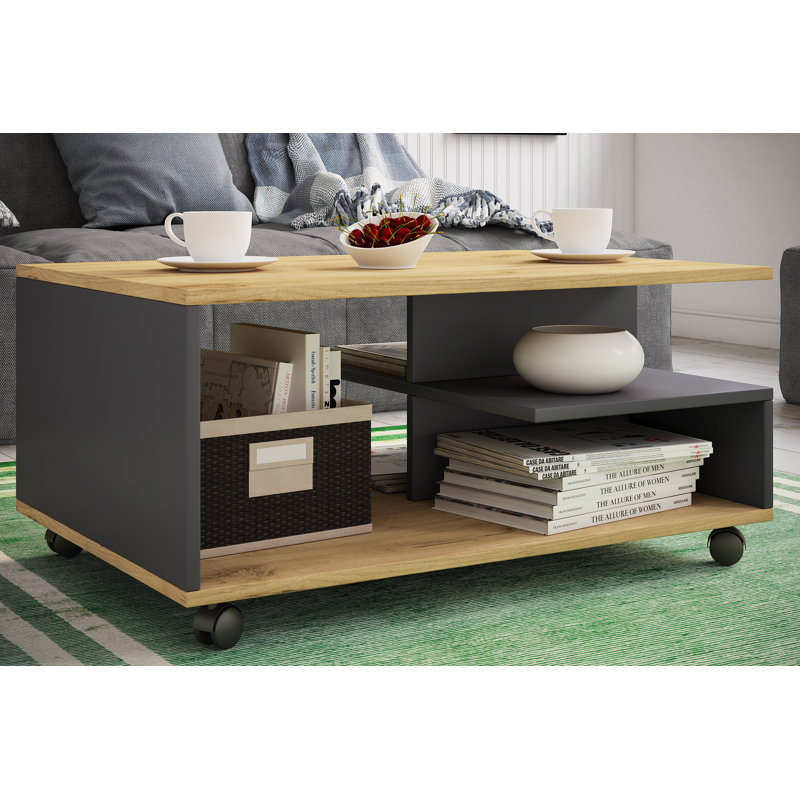 Rashanda Coffee Table with Storage, Grey/Brown/Blue