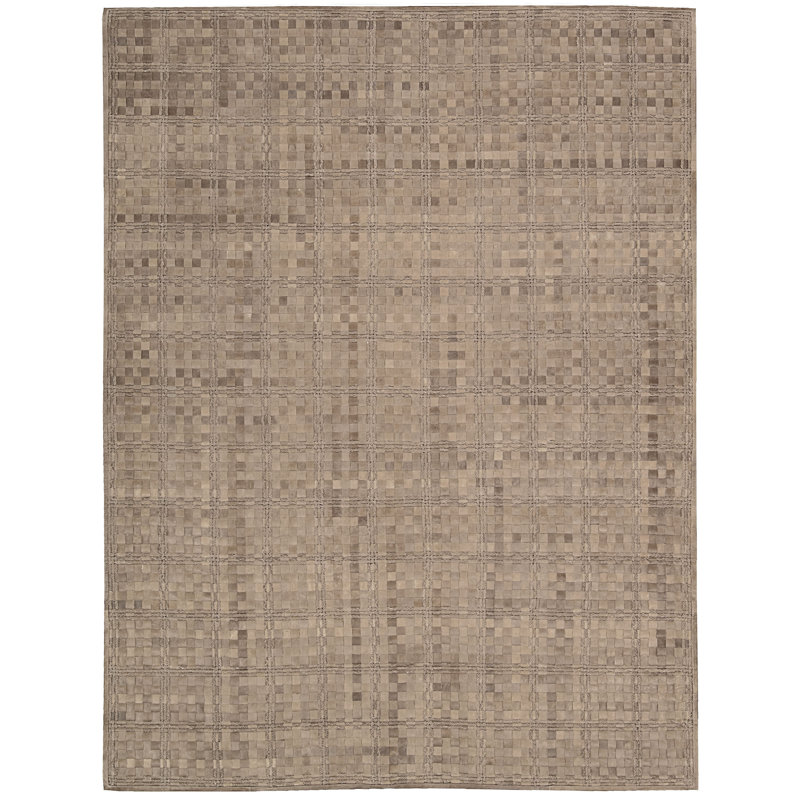 Tound Leather Geometric Indoor Rug, Rectangle 8' x 11'
