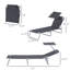 Chaise de jardin avec abat-jour détachable - gris réglable pour camping et espace pliable pour la randonnée, la cour, la plage