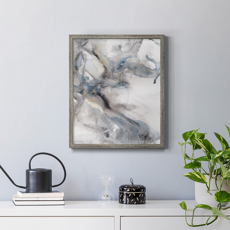 Toile encadrée de qualité supérieure Marble Trance - prête à être accrochée, Argent patiné, H 20 po x l 16 po