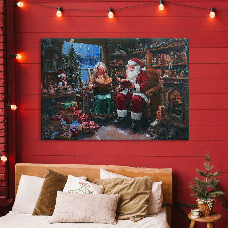 Joyeux M. et Mme Claus, toile par Sara Culpepper, H 30 po x l 45 po