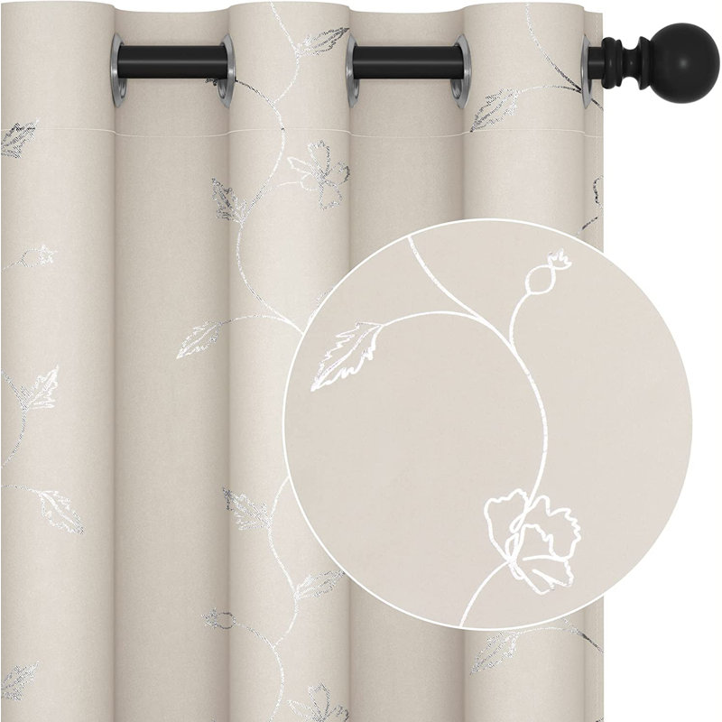 Room Darkening Curtain Panel Pair, 52" W x 54" L, Beige