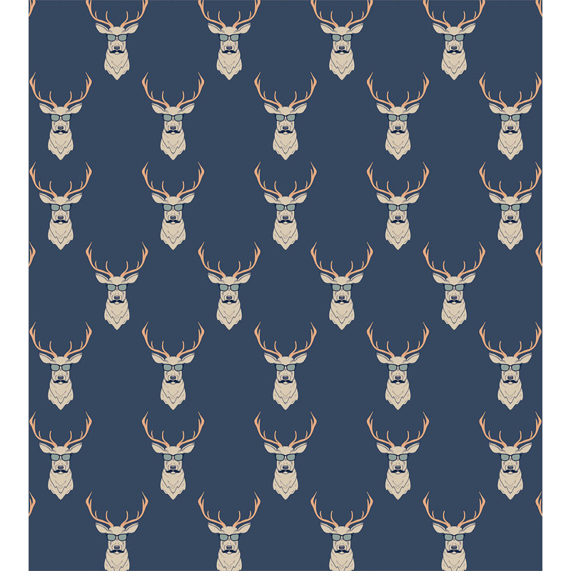 Twin Blue and Tan Deer Pattern Duvet Cover Set
