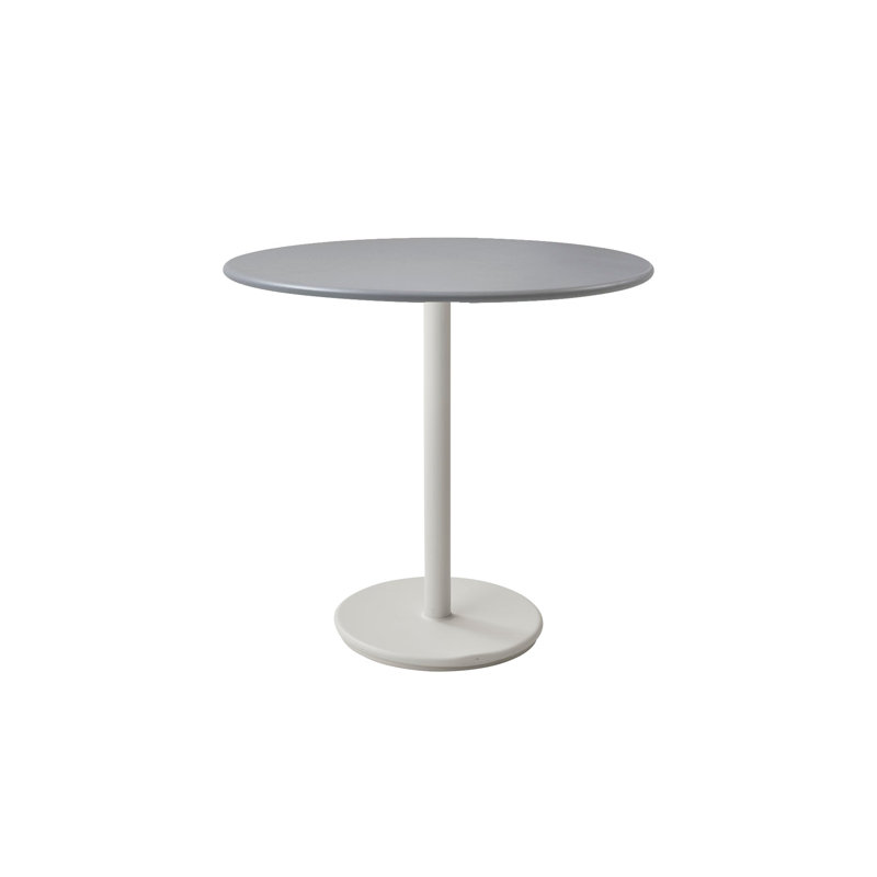 Go Outdoor Round Table, White/Ceramic Light Gray, 23.7" H x 23.7" W x 23.7" D, Gray