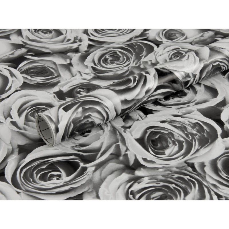 Adhésif décoratif pour fenêtre Roses, Blanc / gris