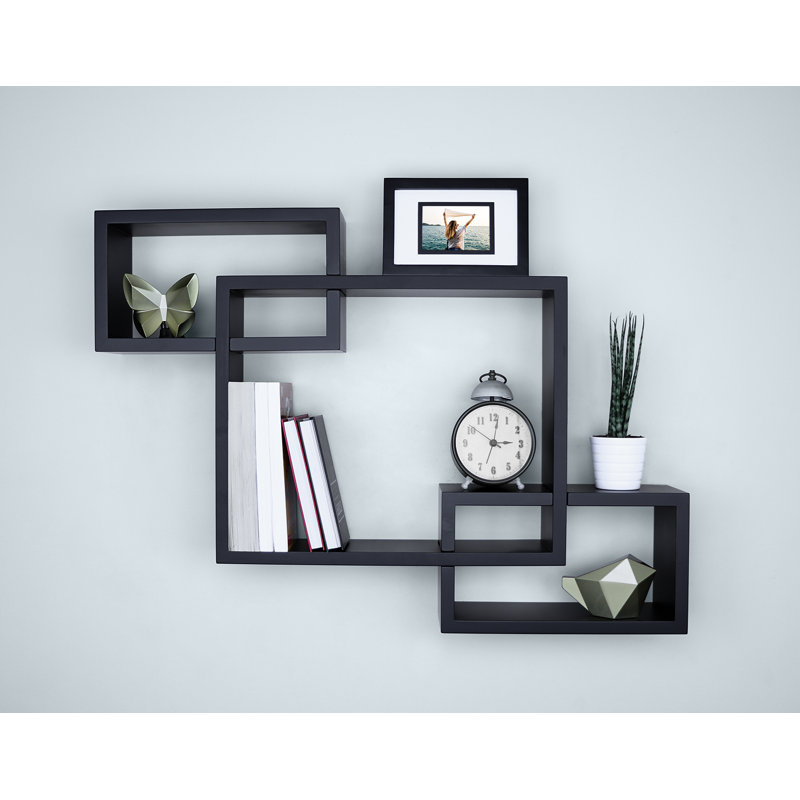 Nest Square Interlocking Box Accent Wall Shelf, Black
