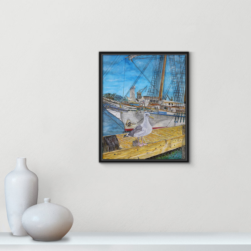 Impression de mouette par Mike Ragan pour , H 21,5 po x l 17,5 po, Noir