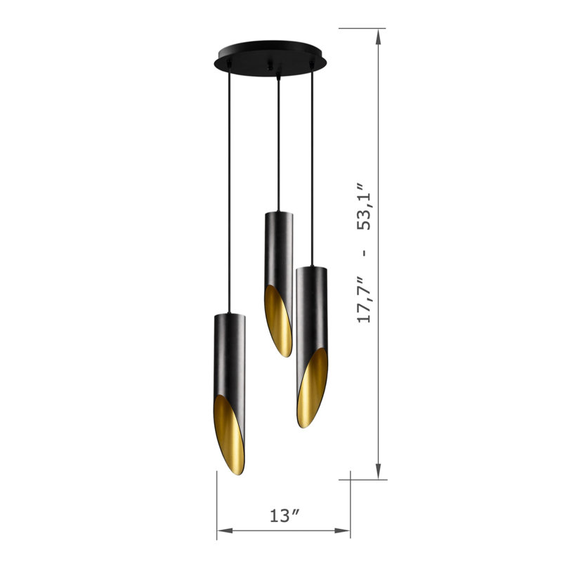 Luminaire suspendu cylindrique à 3 lumières Finbar