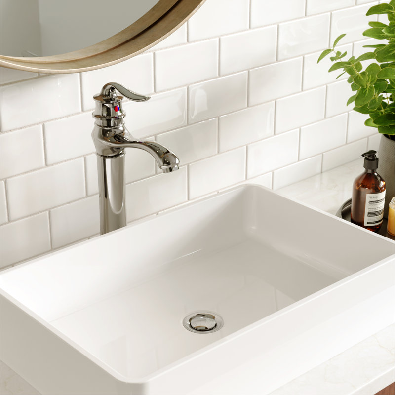 Karran Dartford Single Handle Single Hole Vessel Bathroom Faucet With Matching Pop-up Drain, Chrome
