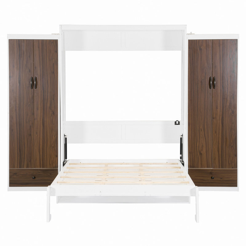 Lit escamotable mural avec placard, tiroirs et table Murphy, Grand lit