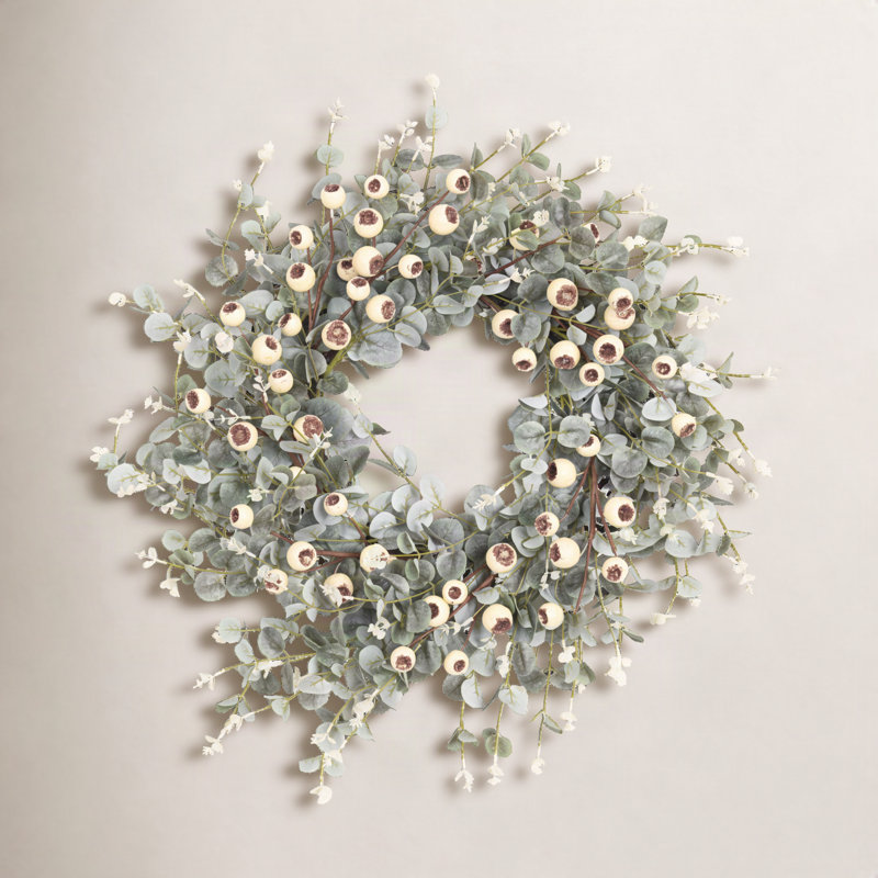Couronne de porte artificielle 26 po, Green/Cream