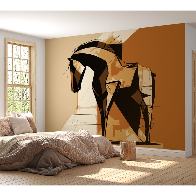 Murale pelez et collez de qualité supérieure - Cheval abstrait, L 40 po x l 60 po