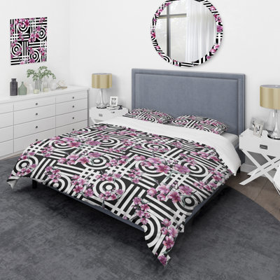 Pink Bouquet Flowers Floral Duvet Cover