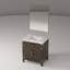 Meuble-lavabo simple, comptoir en marbre de Carrare et miroir-643900407