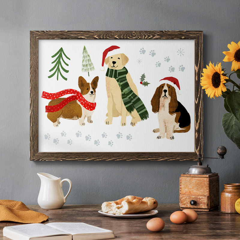Collection Holidogs, reproduction d'art sur toile encadrée, Noyer, H 14 po x l 20 po