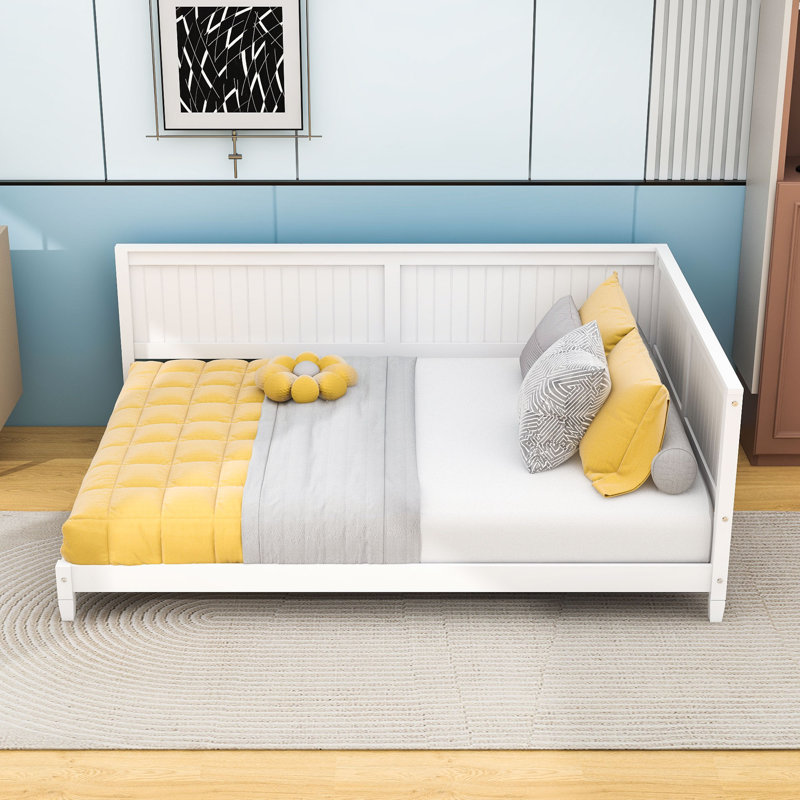 Full Size Wood Daybed with Convertible Sofa Feature, White