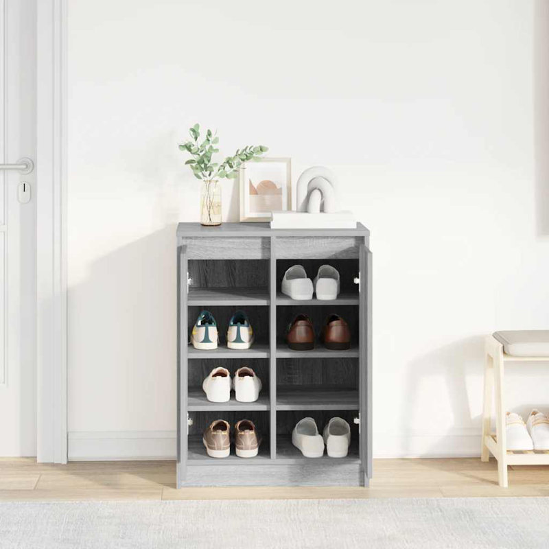 8 Pair Shoe Storage Cabinet, Grey Sonoma