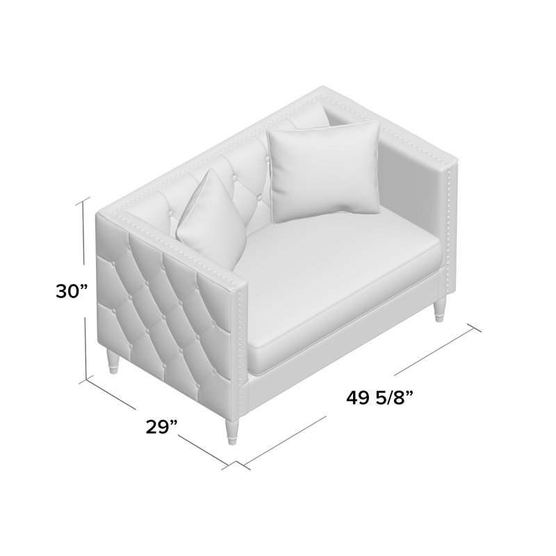 Causeuse Chesterfield en lin 49,6 po Meaghan, Gris foncé