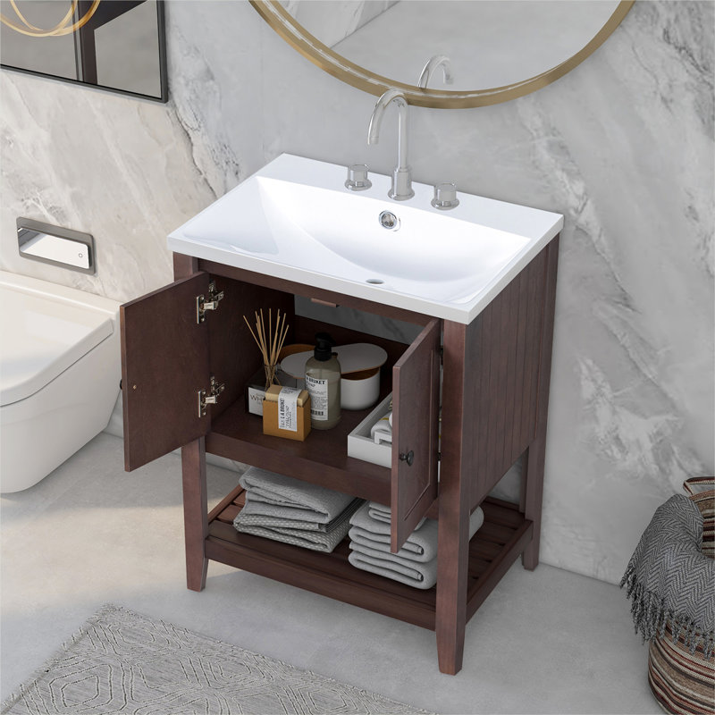 23.7'' Single Bathroom Vanity Base Only, Brown