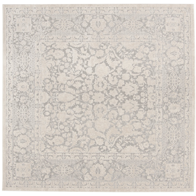 Tapis gris clair / crème Calidia, Carré 6 pi 7 po