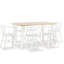 Ensemble de repas 7 places en bois blanc et naturel - Table rectangulaire et 6 options d'assise avec chaises élégantes