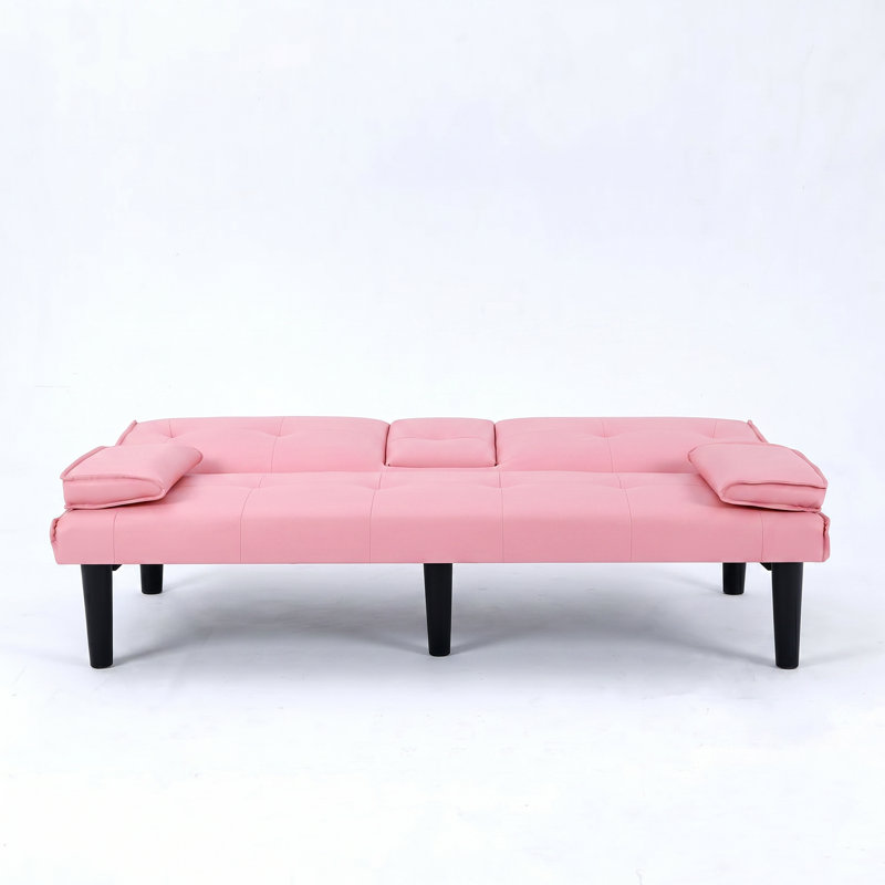 JZR 67" W x 24" D x 30" H Foldable PVC Multi-Functional 2-Seat Convertible Sofa Bed