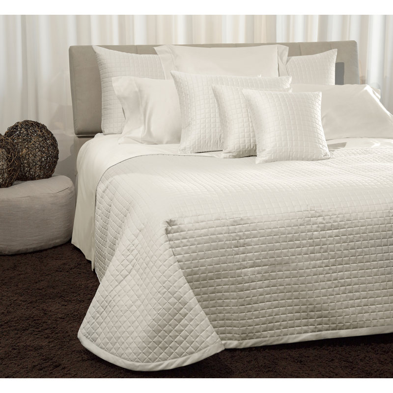 Masaccio Sateen Coverlet, Queen Coverlet, Ivory