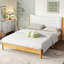 Queen Size Wooden Bed Frame, Bed Platform With Boucle Upholstered Headboard(Beech White)