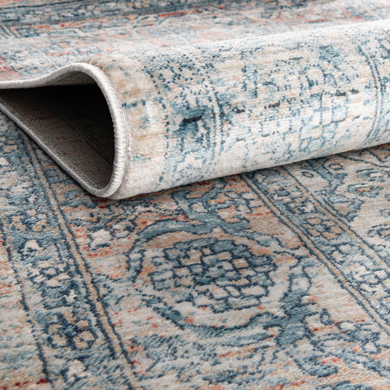 Tapis oriental rouge / bleu Alabama, Rectangle 2 pi x 3 pi 11 po