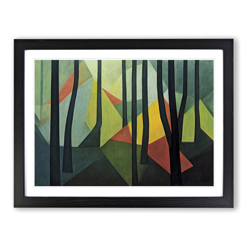 A Bold Abstract Forest - Single Picture Frame Painting, Black, 46cm H x 64cm W x 2cm D