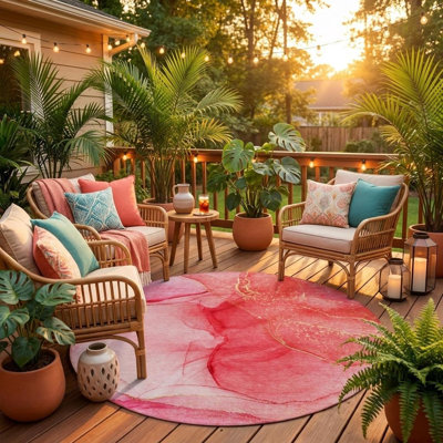 Tapis intérieur rond lavable abstrait 8 pi HomeRoots