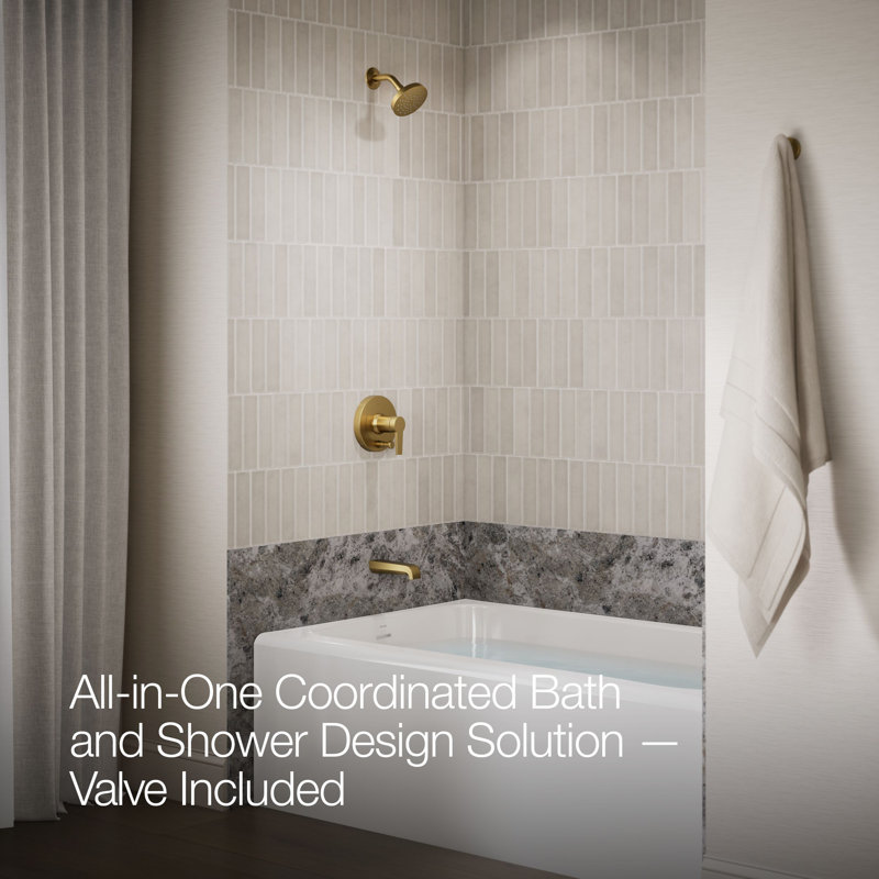 Pitch Rite-Temp Bath And Shower Trim Kit With Push-Button Diverter Without Showerhead, Brushed Brass