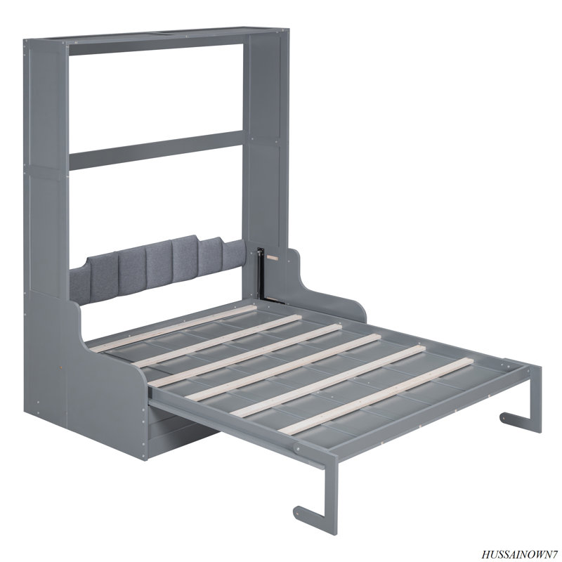 Murphy Bed Wall Bed With Cushion, Gray