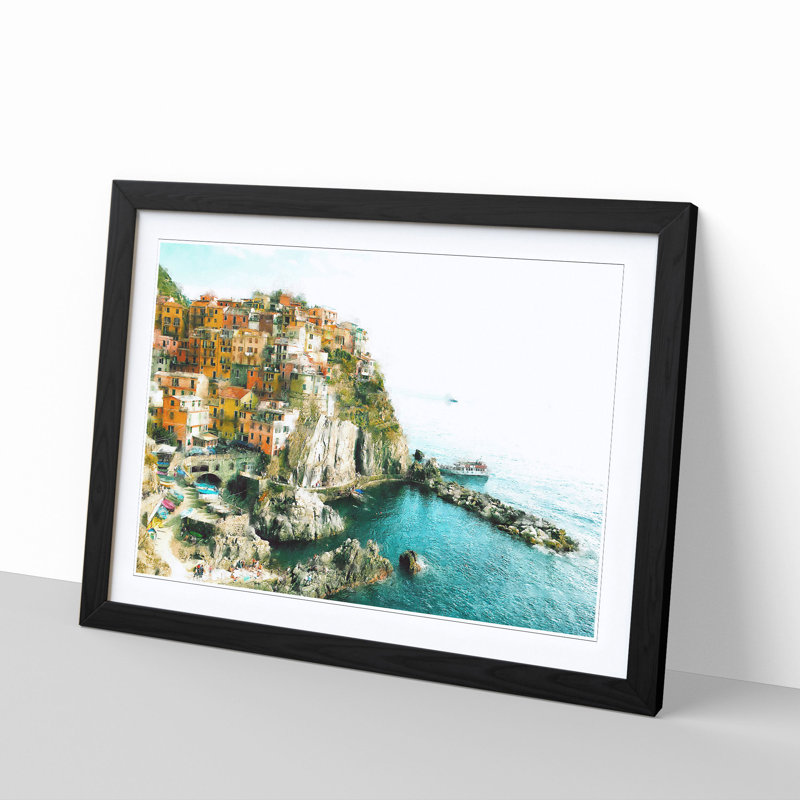 Manarola in Italy - Picture Frame Graphic Art Print, 62cm H x 87cm W x 2cm D, Black Framed