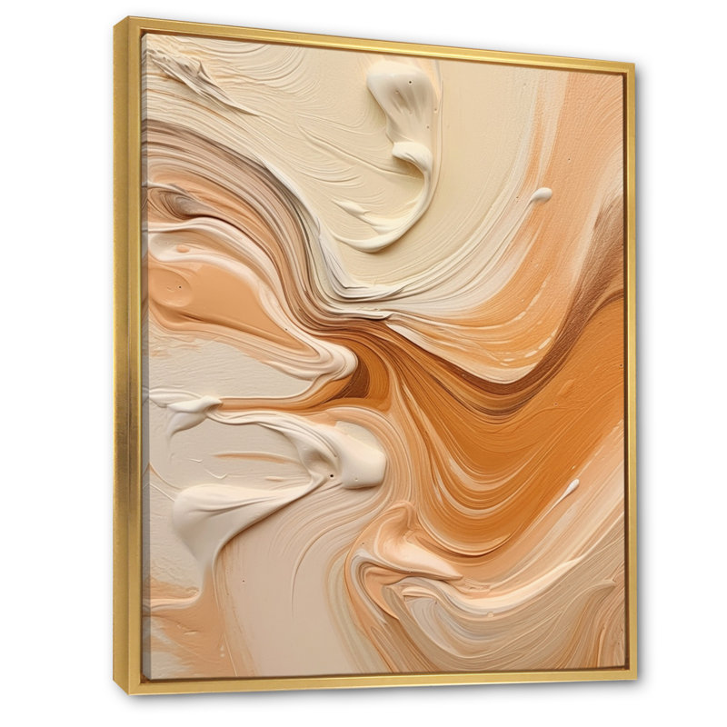 «Orange» et «Beige», impression sans cadre III, Cadre flottant doré, H 40 po x l 30 po x P 1,5 po