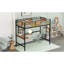 Lit mezzanine simple en métal avec bureau et tablette, noir-1117855233
