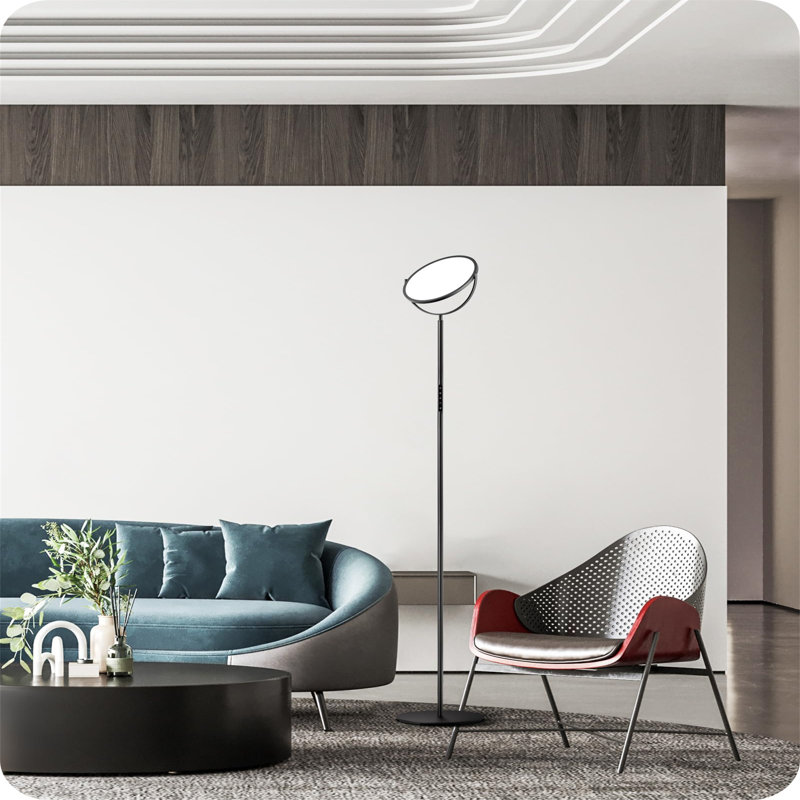 Delvontae 193cm Torchiere Floor Lamp, Black