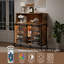 Buffet de 41,5 po de largeur avec portes de grange coulissantes en métal; armoire à vin avec porte-bouteilles; armoire à café avec lumières DEL réglables; armoire à buffet avec tablettes réglables
