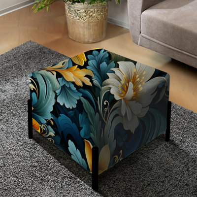 Motif floral multicolore à fusion tropicale - repose-pieds carré floral