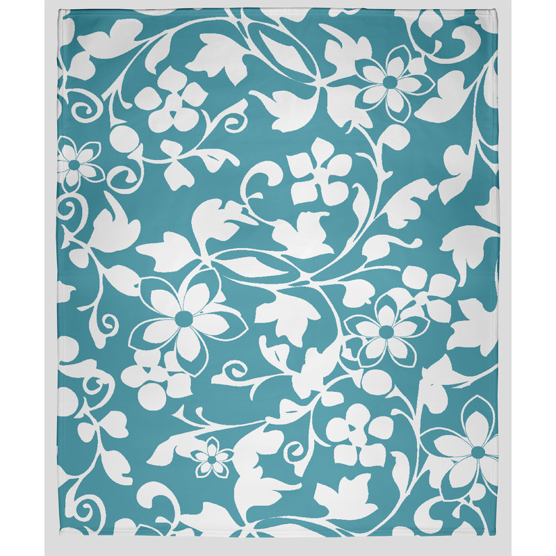 Jeté polaire floral, L 30 po x L 40 po, 1.75, Turquoise