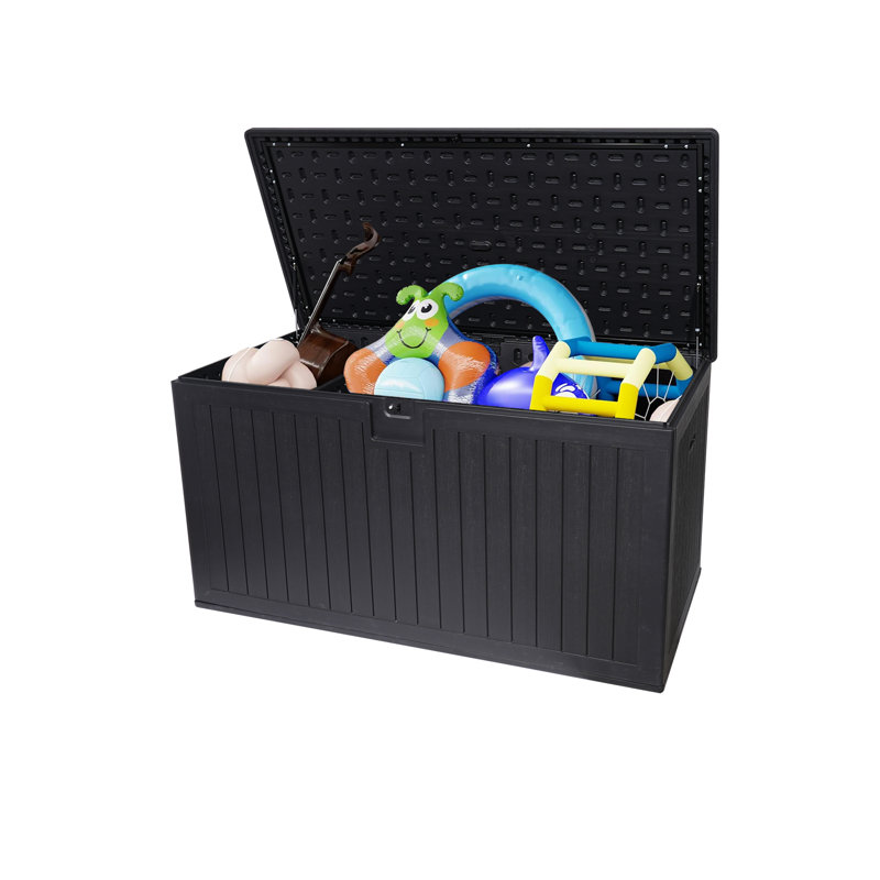 Extra Large Patio Storage Box With Lockable Storage Containers, 32.68" H x 63.39" W x 32.28" D