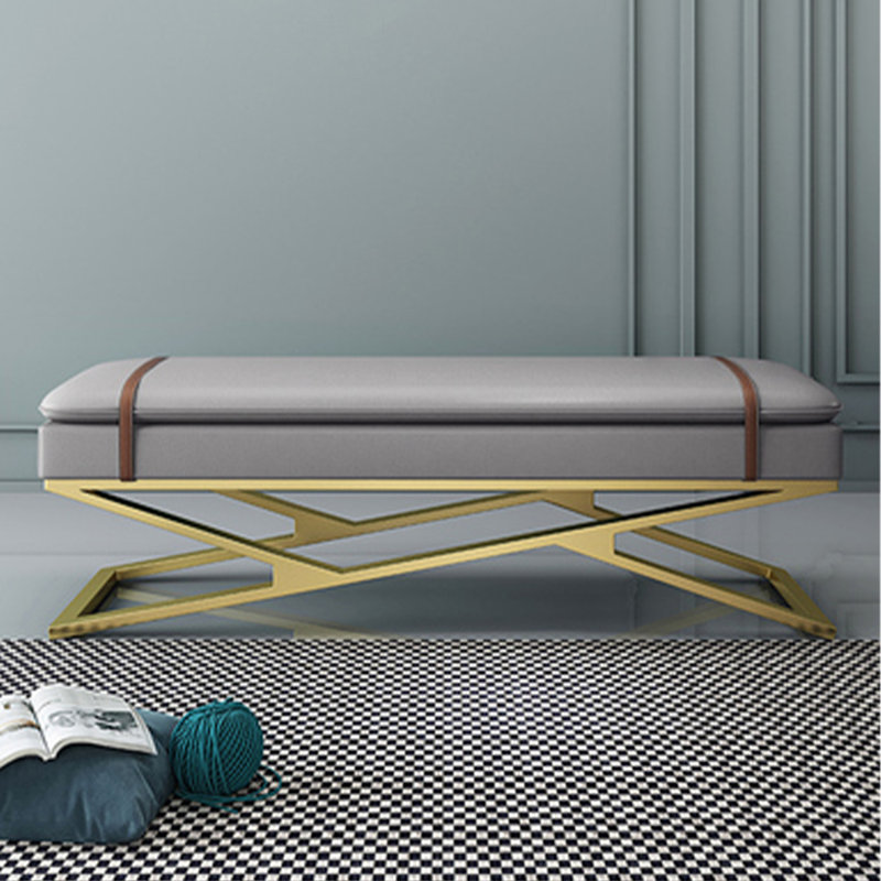 Upholstered Bench, Light Gray