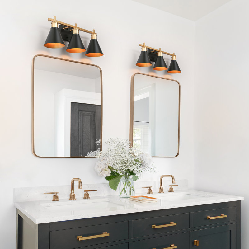 Brooklyn-BB 3-Light Dimmable Vanity Light with  Black Metal Shade