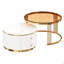 Table basse gigogne ronde moderne en 2 pièces avec tiroirs et plateau en verre trempé brun de 27,6 po