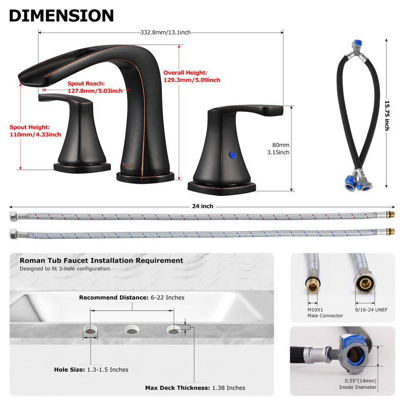 Doris 2-Handle Widespread Roman Tub Faucet, Oil Rubbed Bronze