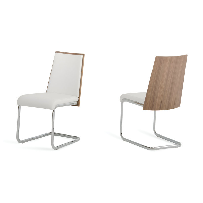 Chaise d'appoint rembourrée Oman, Similicuir blanc brillant