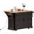 K&K 56 Inch Kitchen Island With Rubber Wood Veneer Drop Leaf, Power Outlet, 4 Door Shelves, Embossed Vertical Stripe Rolling Kitchen Cart On 4 Wheels With 6 Deep Drawers For Kitchen, Dining Room,Black-1041613644