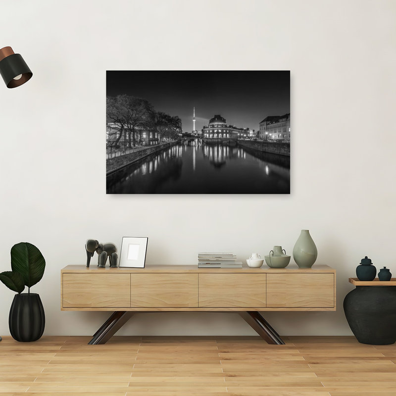 «Berlin Night Reflections Abstract Contemporary City Architecture», reproduction d'art mural, H 40 po x l 60 po
