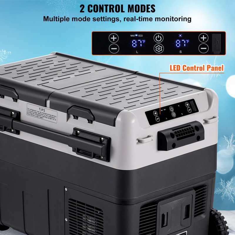 Portable Car Refrigerator, 12 Volt Car Refrigerator Fridge, 50 L / 52.8 QT Dual Zone Portable Freezer, -4℉-68℉ Adjustable Temperature, Compressor Cooler For Home, Outdoor, Camping, RV, Car