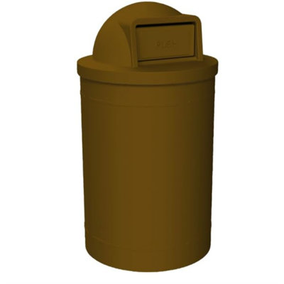 Poubelle commerciale intérieure ou extérieure en plastique robuste de 55 gallons avec couvercle à dôme et doublure interne Sturdy Essentials Campus Idéal pour les écoles et les entreprises - Brun